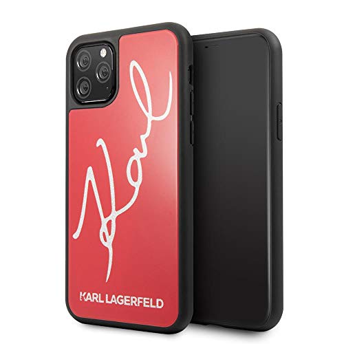 Glitter Karl Signature Hülle KLHCN58DLKSRE für iPhone 11 Pro, rot von KARL LAGERFELD