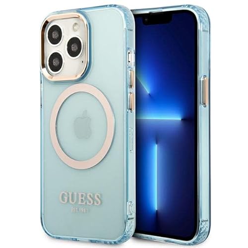 Guess GUHMP13XHTCMB Hülle für iPhone 13 Pro Max 6,7" blau/Blue Hard case Gold Outline Translucent von CG MOBILE