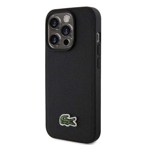 Lacoste LCHMP15LPVCK Hülle für iPhone 15 Pro 6.1" Schwarz hardcase Iconic Petit Pique von CG MOBILE