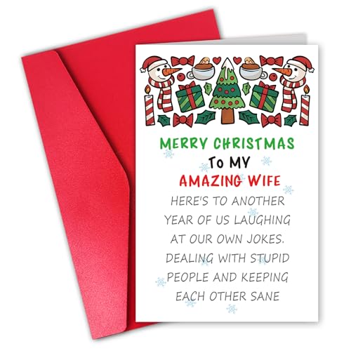 CGBRkakkoii Amazing Wife Merry Christmas Card, Special Xmas Card for Wife, Funny Christmas Card for Wife, Keeping Each Other Sane von CGBRkakkoii