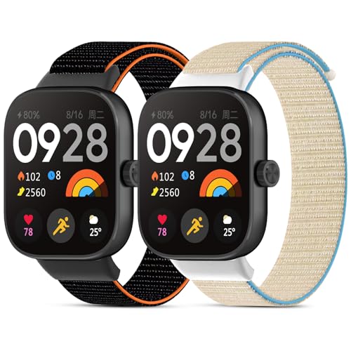 CHANRASI 2 Stück Nylon Armband Kompatibel mit Redmi Watch 4/Xiaomi Mi Band 8 Pro für Damen/Herren,Verstellbare Sport für Xiaomi Redmi Watch 4/Xiaomi Mi Band 8 Pro von CHANRASI