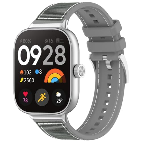 CHANRASI Armband für Xiaomi Redmi Watch 4/Xiaomi Mi Band 8 Pro,Nylon Ersatzarmband aus weichem Silikon für Redmi Watch 4,Grau von CHANRASI