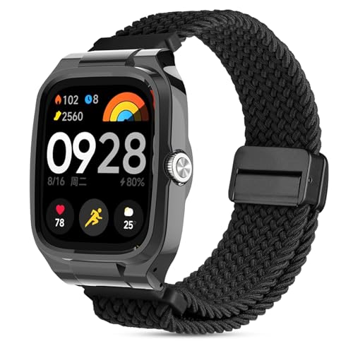 CHANRASI Geflochten Armband Kompatibel mit Xiaomi Redmi Watch 4 für Damen Herren, Elastisch Nylon Armbänder mit Magnetisch Verschluss für Xiaomi Redmi Watch 4 von CHANRASI