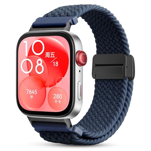 CHANRASI Geflochtenes Armband kompatibel mit Huawei Watch Armband Huawei Watch Fit 3,Stoff Elastisches Sport Solo Loop Nylon Band für Huawei Watch Fit 3,Herren Damen von CHANRASI