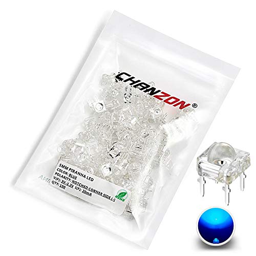 Chanzon 100 Stück 5mm Piranha SuperFlux Blaue LED-Dioden lichter (Klare, transparente, runde Linse 4 Pins DC 3V 20mA) Glühbirne Lampen Elektronische Komponenten Anzeige Leuchtdioden von CHANZON