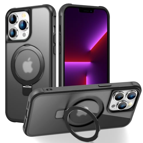 CHAOFEnG Magnetische Schutzhülle für iPhone 13 Pro Max mit Ständer, militärische Qualität, Falltest, kompatibel mit Magnet-Zubehör, Ring, durchscheinend, schlank, harte Rückseite, weicher Rand, von CHAOFEnG