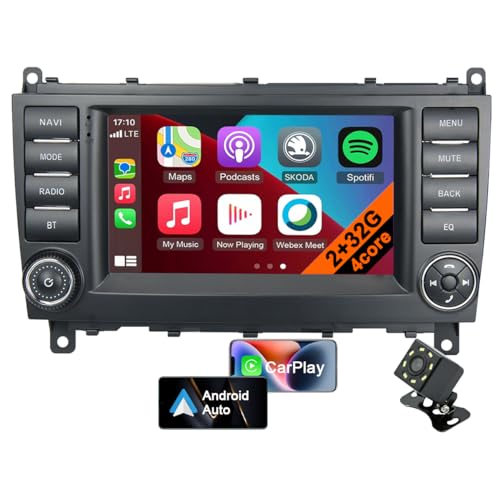 Android 13 Autoradio für Mercedes Benz 2006–2012 CLK W209/2004–2008 CLS W219 mit CarPlay Android Auto, 7 Zoll Autoradio Bluetooth GPS Navigation MirrorLink Rückfahrkamera (4core 2GB+32GB) von CHARGONIC