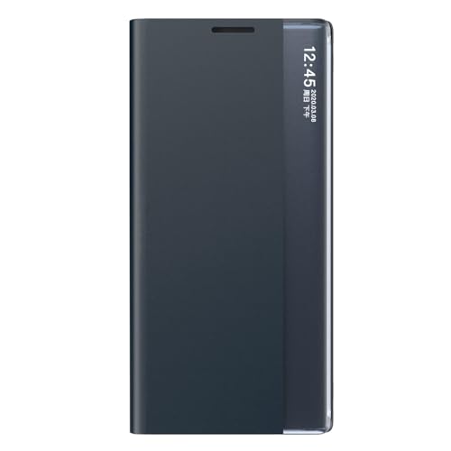 Dünne Hülle für Samsung Galaxy S24 Ultra/S24 Plus/S24, Intelligentes Schlafen/Wecken Fenster Handyhülle Geschäftsstil Leder Telefonhülle,Blau,S24 von CHENMJJ