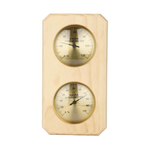 Barometer, Analoge Wetterstation, Wandhygrometer aus Metall und Holz, Saunahygrometer, keine Batterien erforderlich von CHENYUOZ