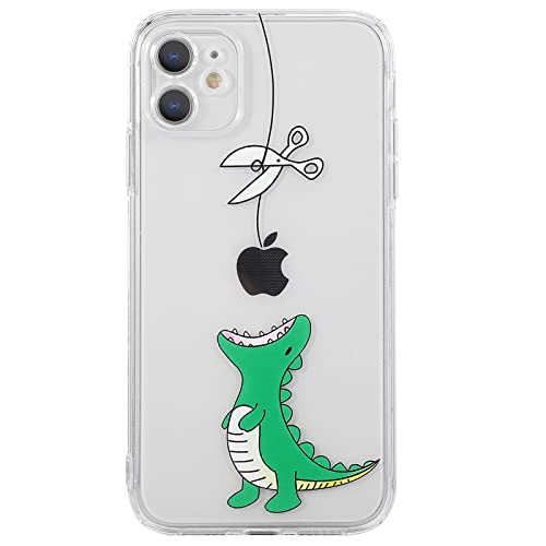 CHEORFAY iPhone 11 Hülle, Durchsichtig Transparente Flexible Silikon TPU Stoßfestem Design Schutzhülle mit Niedliches Ästhetischem Muster für iPhone 11 - Dinosaurier von CHEORFAY