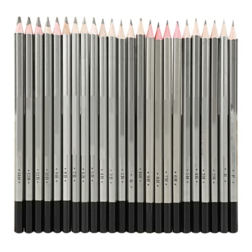 CHEOTIME 24PCS Zeichnen Skizzierstifte Set, Sketch Art Pencils Graphit Zeichnung Bleistift Safer Farbstifte 9H-14b für Kunstkreation von CHEOTIME