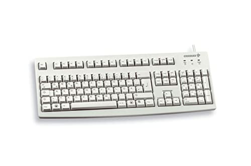 CHERRY G83-6105, Kabelgebundene Tastatur für Industrieanwendungen, Deutsches/Kyrillisches Layout (QWERTZ), Abriebfeste Tasten, Leicht zu Reinigen, Hellgrau von CHERRY