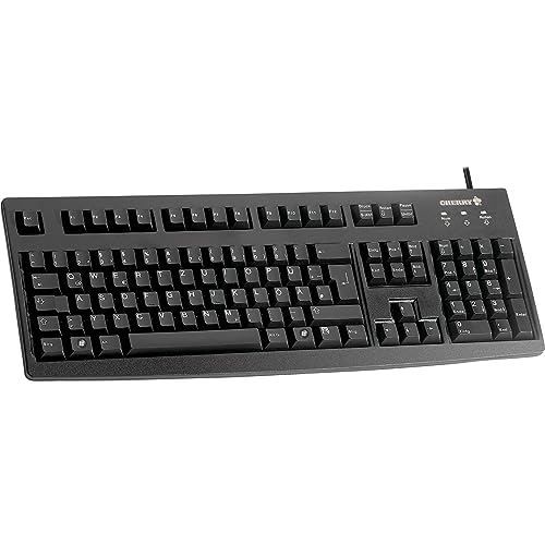 CHERRY G83-6105, Kabelgebundene Tastatur für Industrieanwendungen, Französisches Layout (AZERTY), Abriebfeste Tasten, Leicht zu Reinigen, Recycelbar, Schwarz von CHERRY