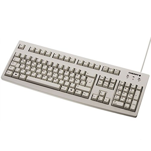 CHERRY G83-6105, Kabelgebundene Tastatur für Industrieanwendungen, Deutsches Layout (QWERTZ), Abriebfeste Tasten, Leicht zu Reinigen, Recyclingfähig, Hellgrau von CHERRY