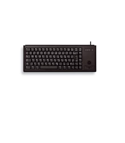 CHERRY G84-4400, Kompakte Tastatur mit Trackball, UK-Layout (QWERTY), Kabelgebunden (PS/2-Anschluss), 2 Maustasten, Mechanische CHERRY ML Switches, Schwarz von CHERRY