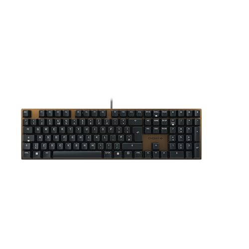 CHERRY KC 200 MX, Mechanische Office-Tastatur mit Eloxierter Metallplatte, UK-Layout (QWERTY), Kabelgebunden, MX2A BROWN Switches, Schwarz/Bronze von CHERRY