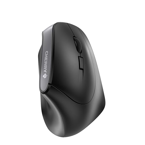 CHERRY MW 4500, kabellose Maus, ergonomische Rechtshändermaus im 45° Design, 6 Tasten und Scrollrad, präziser Sensor mit 3-stufig regelbarer Auflösung, Schwarz von CHERRY