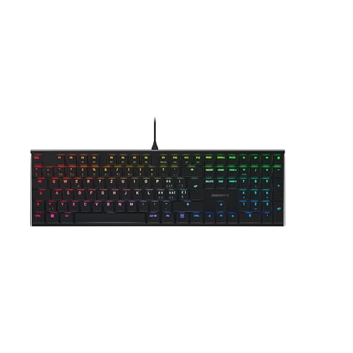 CHERRY MX 10.0N RGB, Flache Mechanische Gaming-Tastatur, Schweizer Layout (QWERTZ), Kabelgebunden, Original CHERRY MX LOW PROFILE RGB SPEED Switches, Schwarz von CHERRY