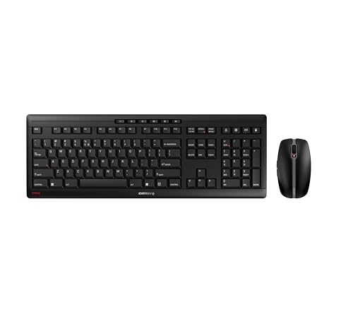 CHERRY STREAM DESKTOP, Kabelloses Tastatur- und Maus-Set, EU-Layout (QWERTY), 2,4 GHz Funk, Leiser Tastenanschlag, Flache Tasten, Batteriebetrieben, Schwarz von CHERRY