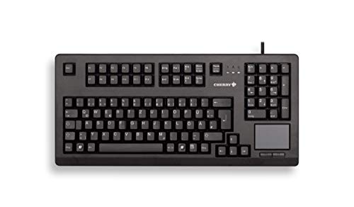 CHERRY TouchBoard G80-11900, Deutsches Layout, QWERTZ Tastatur, kabelgebundene Tastatur, mechanische Tastatur, ML Mechanik, integriertes Touchpad, platzsparend, ergonomisch, schwarz von CHERRY