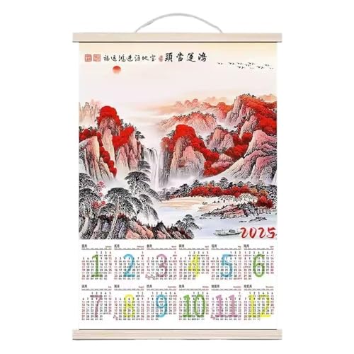 CHFYIJYHM Wandkalender 2025, zum Aufhängen, Neujahr, großer Kalender, Blattkalender, hängende Rollkalender, chinesische Malerei (A,50 x 75 cm) von CHFYIJYHM