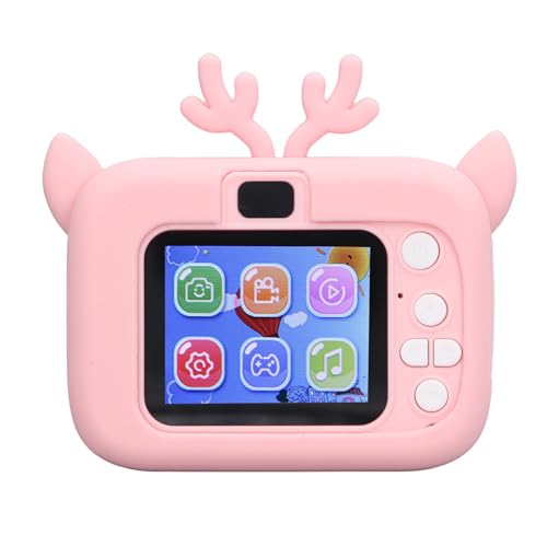 Kinderkamera, ABS-Silikon, 2-Zoll-Display, Digitalkamera, 5 V, 400 MAh (Rosa Gelb) von CHICIRIS