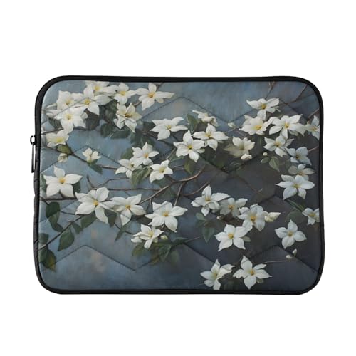 Laptop-Tragetasche mit weißen Blumen, 33-35,6 cm, schützende Laptop-Tasche, Computer-Tragetasche, Notebook-Hülle von CHIFIGNO