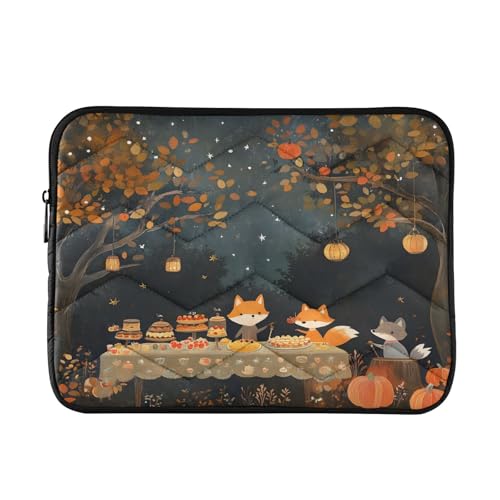 Laptophülle, gesteppt, Motiv: niedliche Herbstfüchse, niedliche Computertasche, schützende Laptophülle, Notebook-Tasche, 33-35,6 cm (13 - 14 Zoll) von CHIFIGNO