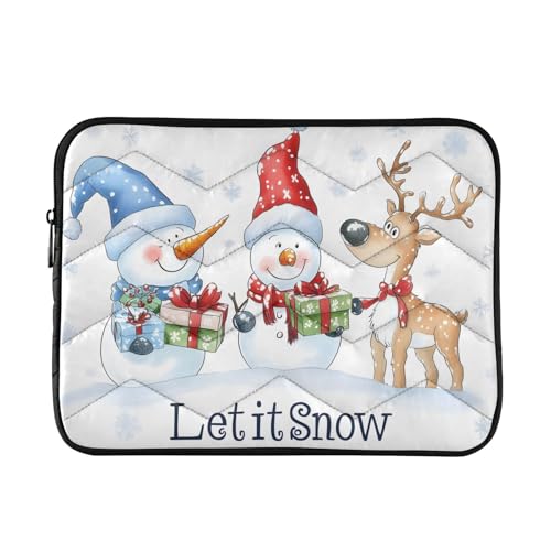 Laptophülle mit Cartoon-Schneemann und Rentier, 38,1-40,6 cm, Laptop-Schutzhülle, Computer-Tragetasche, Notebook-Tasche von CHIFIGNO