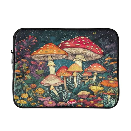 Laptophülle mit bunten Pilzen und Blumen, 38,1 - 40,6 cm, Schutzhülle für Laptop, Computer-Tragetasche, Notebook-Tasche von CHIFIGNO