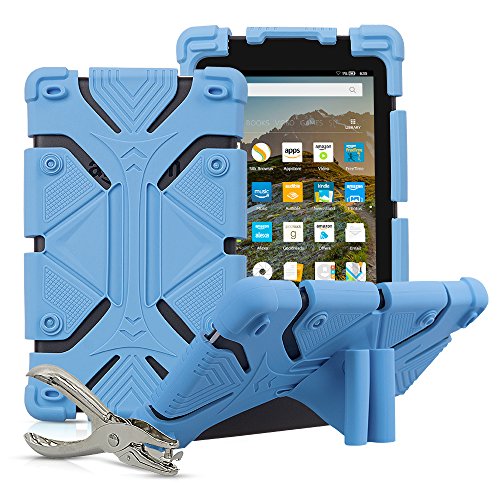 Universal 7 Zoll Tablet Hülle Stoßfest Silikon Stand Cover für alle Versionen RCA Voyager (2016, 2017) Samsung Galaxy Tab 3/4/A/E Lite Google Nexus MatrixPad Z1 und mehr mit DIY Stanzer von CHIN FAI