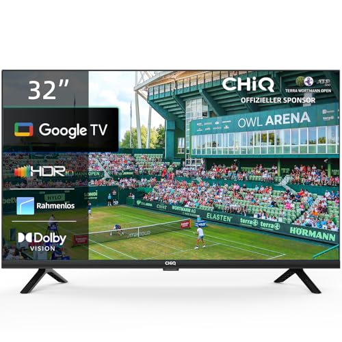 CHIQ TV L32G7V,32 Zoll Fernseher, HD Smart TV, Google TV, Google Assistent,HDR,Google Play, Chromecast eingebaut, Dolby Audio,Triple-Tuner(DVB-T2/S2/C), Bluetooth,WiFi/HDMI/USB/CI+ 2023 von CHIQ