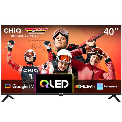 CHIQ TV L40QH7G 40 Zoll QLED TV, HDR10, Rahmenloses Design, Google TV, Google Assistant, Chromecast HDR10 und HLG, Quad-Core A55 CPU, WLAN, DBX-tv,Triple Tuner(DVB-T2/C/S2) von CHIQ