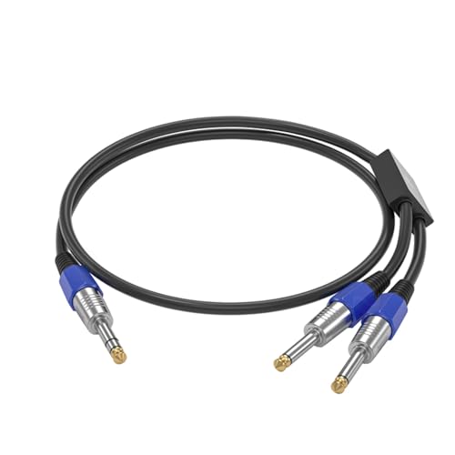 CHIZISX 6,35 mm Splitter-Adapterkabel, Stecker auf Doppelstecker, Einzelkanal/Doppelkanal, Stereo, Y-Typ-Kabeldraht von CHIZISX