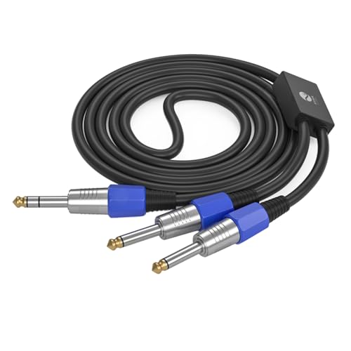 CHIZISX 6,35 mm Splitter-Adapterkabel, Stecker auf Doppelstecker, Einzelkanal/Doppelkanal, Stereo, Y-Typ-Kabeldraht von CHIZISX