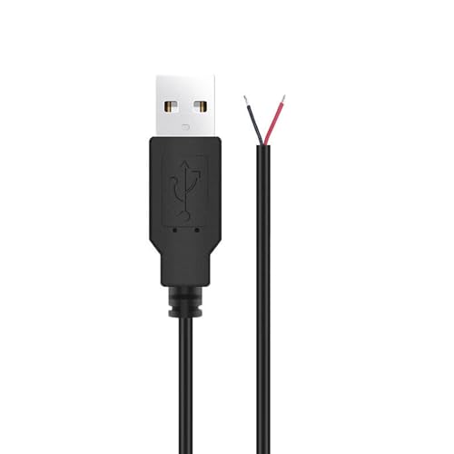 CHIZISX Ladekabel, Verlängerungskabel, Netzteilkabel, 2-polig, blanker Draht, 22 AWG, USB-Stecker, USB-Kabel, offenes Ende für LED-Lüfter von CHIZISX