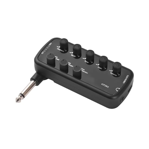 CHOYUE Gitarrenverstärker, Mini-Verstärker, tragbarer Kopfhörer-Gitarrenverstärker, Plug-and-Play für E-Gitarre, Musikinstrument, 3 integrierte Lautsprechersimulationen, OTG, interne Aufnahme von CHOYUE