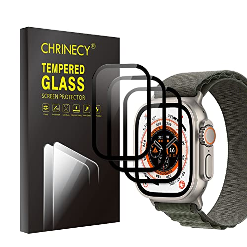 CHRINECY [3 Stück] Schutzfolie Kompatibel mit Apple Watch Ultra 49mm, 9H Härte, Anti-Kratz, HD-Klar Displayschutzfolie, Blasenfrei, Anti-Öl, Ultrabeständig, Anti-Fingerabdruck von CHRINECY