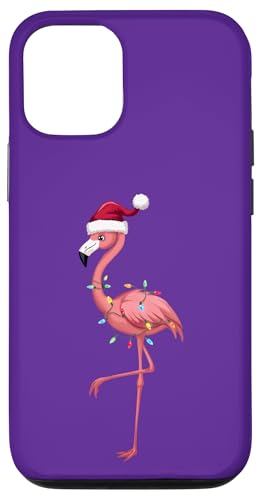 Hülle für iPhone 13 Pro Weihnachtsbeleuchtung Flamingo trägt Weihnachtsmütze festlich niedlich lustig von CHRISTMAS FLAMINGO PRODUCTS