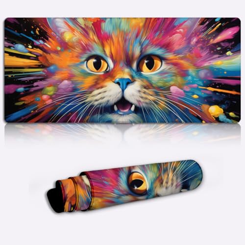 CHTXD Tastatur-Mauspad, burmesische Katze, Malerei, Gaming-Mauspad XL (80 x 30 x 0,3 cm), erweitertes großes Mauspad, Schreibtischunterlage von CHTXD