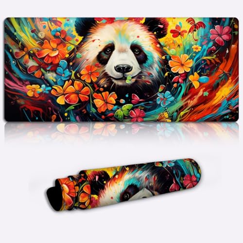 CHTXD Tastaturmatte mit erweiterter Größe, Mauspad mit Panda-Blumen-Portrait, Gaming (59,9 x 34,9 x 0,3 cm), erweiterte Mauspad-Größe von CHTXD