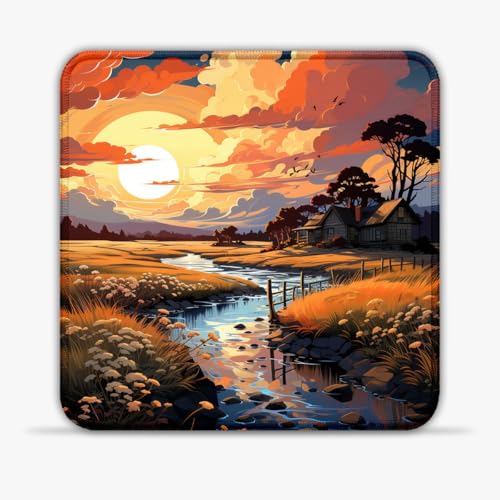 Gaming Mouse Pad Sunset Scene (30X30) cm 11.81(in) Gaming Mouse Pad SU Fabric Mouse Pad Stitched Edges Non-Slip Base Spill-Proof Easy Clean for Executive Desks von CHTXD