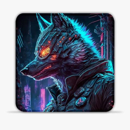 Gaming Mouse Pad Wolf Human (30X30) cm 11.81(in) Desk Pad Durable Materials, Portable, Fresh Modern Design Reinforced Stitched Edges Anti-Skid Rubber Base Gift for Gamers von CHTXD