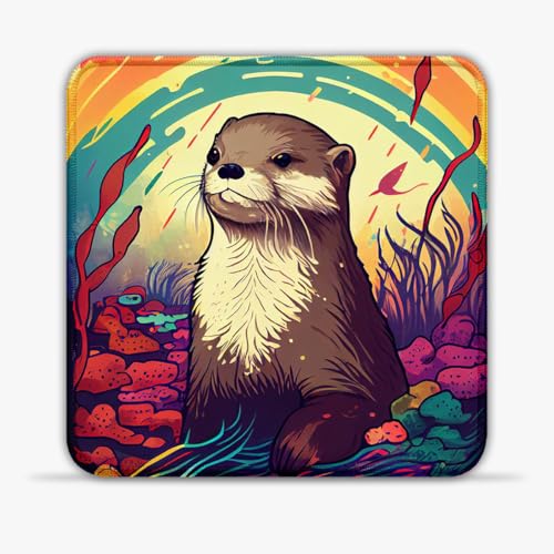 Mouse Mat Portable Otter Rainbow (30X30) cm 11.81(in) SU Cloth Mouse Pad Zero Delay Tracking Stitched Edges Non-Slip Cute Mouse pad for Girls von CHTXD