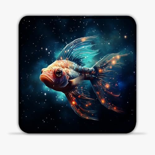 Mouse Mat Portable Starry Sky Goldfish (30X30) cm 11.81(in) Eco-Friendly SU Cloth Mouse Pad Stitched Edges Non-Slip Base Modern Aesthetic for Speed and Control von CHTXD