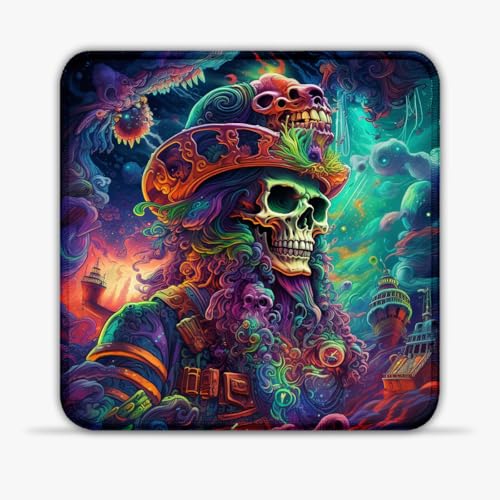 Mouse Mat Skull Pirate Captain (30X30) cm 11.81(in) SU Cloth Surface Stitched Edges Non-Slip Base Modern Aesthetic for PC, Laptop, Office, Gaming von CHTXD