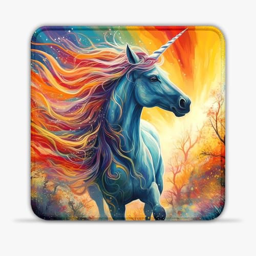 Mouse Mat Unicorn Horse Fantasy (30X30) cm 11.81(in) Gaming Mouse Pad Anti-Sweat Micro-Weave Fabric Non-Slip Rubber Base, Stitched Edges for Executive Desks von CHTXD