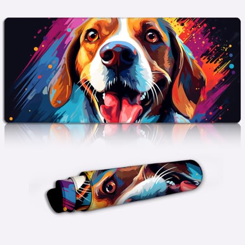 Mousepad Beagle Pop Art Dog XXL großes Mauspad (89,9 x 39,9 x 0,3 cm), großes Gaming-Mauspad für PC und Laptop von CHTXD