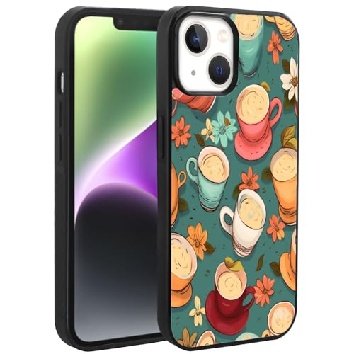 CHUANSHI Handyhülle für iPhone 14 mit Coffee-BT263 Muster Stoßfest TPU Silikon Schutzhülle Cover FHW von CHUANSHI