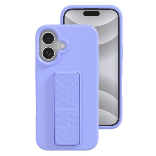 CHUITING-Schlanke Schutzhülle für iPhone 16/16 Pro/16 Plus/16 Pro Max, Handschlaufe, Faltbarer Ständer, Fallschutz, Flüssigsilikon-Hülle, 16 Pro, Lila von CHUITING